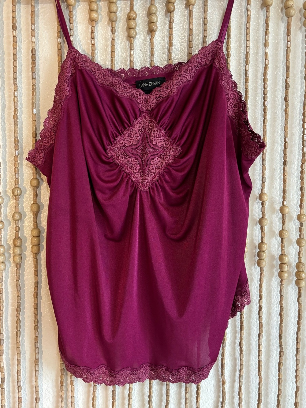 Lane Bryant Wine Lace Trim Detail Victorian Romantic Coquette Slip Tank